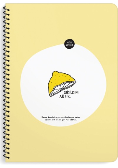 Hisli Şeyler Sıkıldım Artık A4 80 Sayfa Çizgili Spiralli Defter 500504-99 Sarı