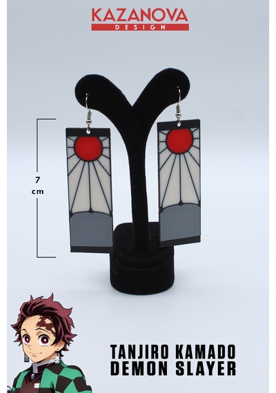 Kazanova Design Tanjiro Kamado Hanafuda Küpe Çok Renkli Demon Slayer Anime Cosplay Aksesuar