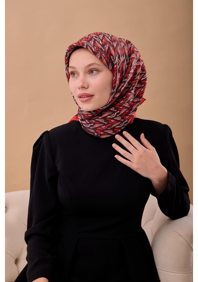 Silk Home Aura Eşarp 140006-05 Kırmızı, Acı Kahve, Vizon, Bordo