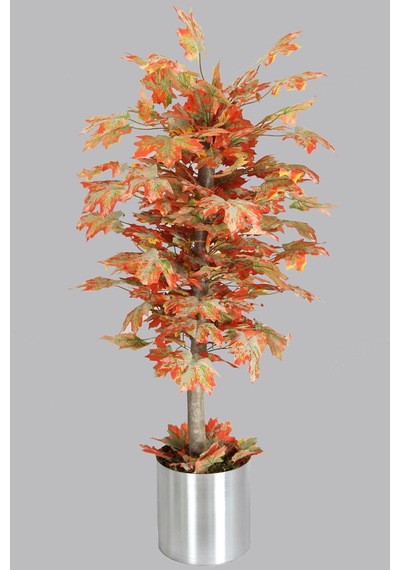 Yapay Çiçek Deposu Metal Saksıda Bodur Yapay Ağaç Hazan Çınar 130 Cm