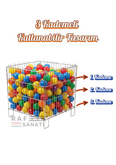 Katlanır Tel Havuz Sepeti 60x80 Cm Market Ve Mağaza Promosyon Sepeti Metal Havuz Sepet