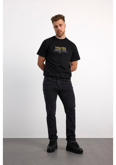 71991f-73599 Erkek Straıght Fıt Mıd Rıse Denim Pantolon 71991f-73599 Blue Black
