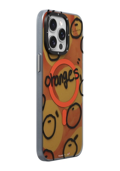 Apple Uyumlu iPhone 15 Pro Max Kılıf Magsafe Özellikli Bee Brown Tasarımlı Youngkit Funny Serisi Turuncu