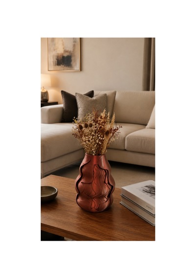 Renk Geçişli Bakır & Yeşil Tonlu Modern Dekoratif Vazo Premium Tasarım/küçük Boy 10 X 11 Haki Haki
