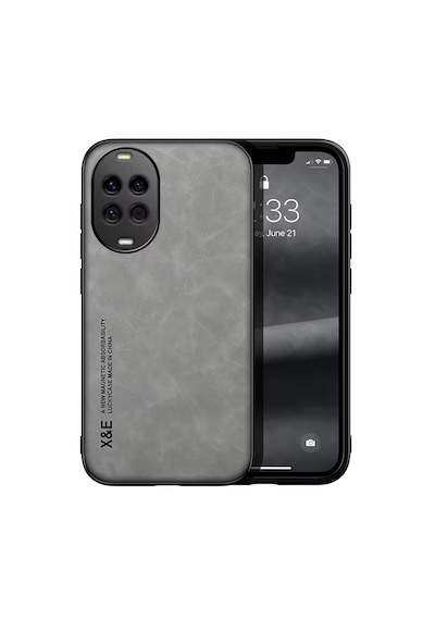 Microcase Huawei Nova 14 Pro İçin Luxury Leather Series Deri Desenli Plastik Koruma Kılıf - Al8125 Açık Gri
