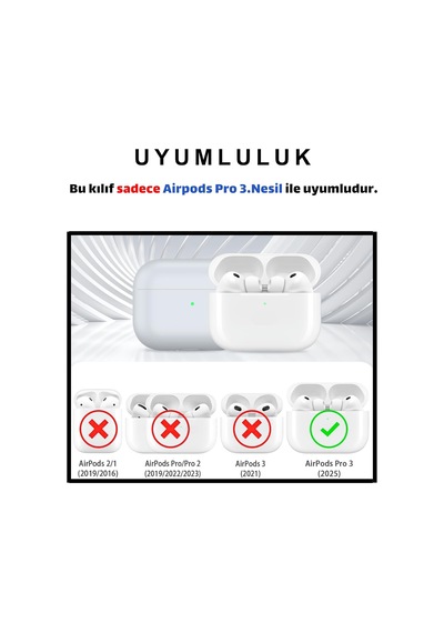 Pro 3.nesil Uyumlu Açık Gri Premium Silikon Kulaklık Kılıfı, Kulaklık İpi Ve 3'ü 1 Arada Bluetooth Kulaklık Temizleme Kalemi Seti Açık Gri