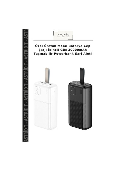 Özel Üretim Mobil Batarya Cep Şarjı İkincil Güç 30000mah Taşınabilir Powerbank Şarj Aleti Çok Renkli