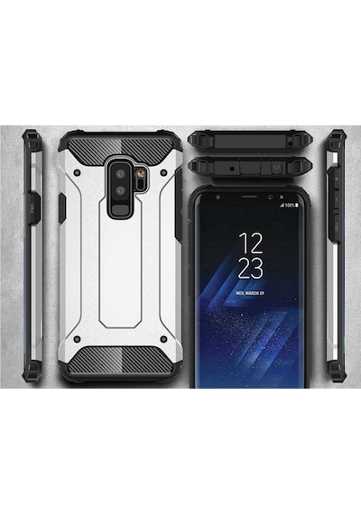 Noktaks - Samsung Galaxy Uyumlu S9 Plus - Kılıf Çift Katman Zırh Tank Crash Military Kapak - Rose Gold