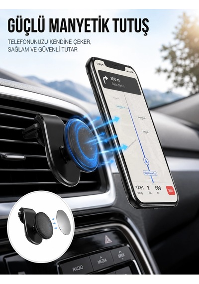Kalorifer Izgaralı Manyetik Telefon Tutucu Sarsıntı Geçirmez Yeni Nesil 1 Adet