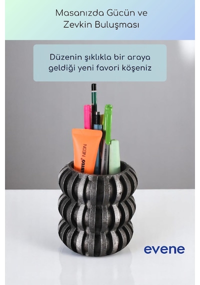 Kalemlik Masa Kalemliği Organizer Kalemlik Gümüş Eskitme Renk Model 75 Çok Renkli