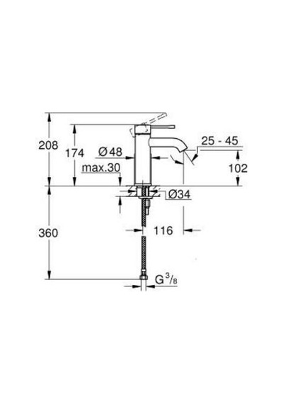Grohe Essence 24172da1 Tek Kollu Lavabo Bataryası 1/2" S Boyut Bakır