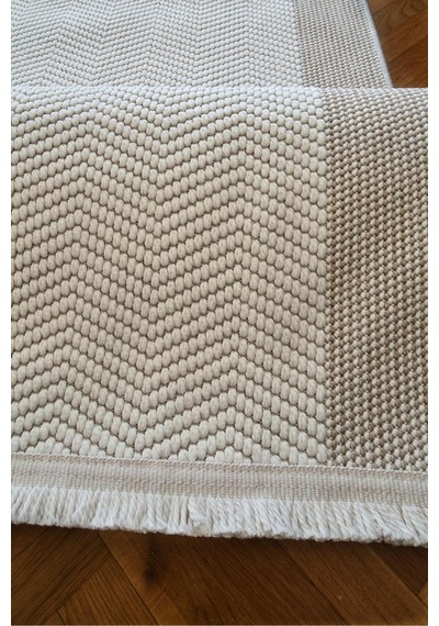 Leiva Home Lara 01 Krem Bej Sisal İskandinav Modern Kaymaz Taban Yumuşak Özel Ölçü Salon Koridor Halısı 0038-krem/bej/gri