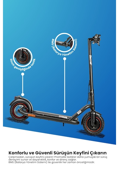 Electroll N65 Elektrikli Scooter 1200 Watt Yenilikçi Teknoloji, Zarif Tasarım, Üstün Konfor, Güvenli Sürüş Siyah