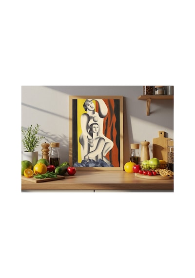 Modern Sanat Léger İki Kadın Çerçevesiz Poster 21x30 Cm A4 Tablo Modern Sanat Ekspresyonizm