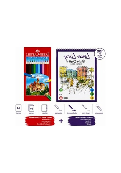 A4 Spiralli Resim Defteri, 50 Yaprak Ve 12'li Boya Kalemi