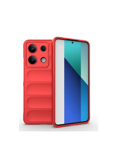Xiaomi Redmi Note 13 4g Kılıf Kamera Korumalı Esnek Silikon Parmak Şeritli Celikaksesuar Kırmızı