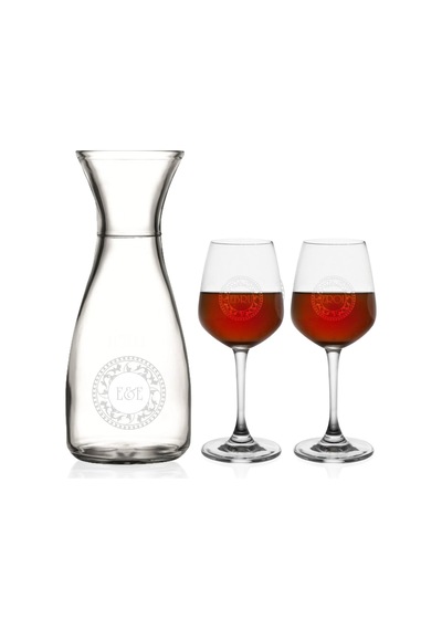 Kişiye Özel Bacchus Karaf ve 2'li Şarap Kadehi Seti