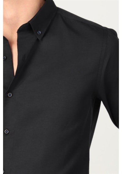 Tudors Slim Fit Uzun Kol Yaka Düğmeli Yaka İçi Biyeli Erkek Gömlek-26217 Siyah Tudors Slim Fit Uzun Kol Yaka Düğmeli Yaka İçi Biyeli Erkek Gömlek-26217 Siyah