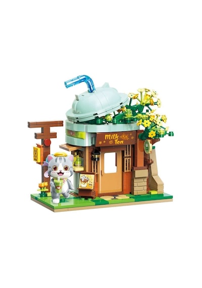 Kp28021 Keeppley Lovely Street - Ash Cat Milk Tea Shop 411 Parça Yapım Seti