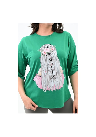 Kadın Büyük Beden Düşük Omuz Oversize T-shirt 1773-1-24 001