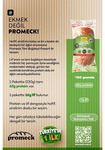Yüksek Proteinli Tam Buğdaylı Prosort Ekmek 220 Gr