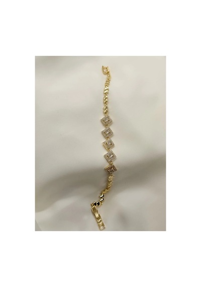 Vivid Gold Baget Taşlı Kare Segment Bileklik Elegant Koleksiyonu Xuping Altın Kaplama