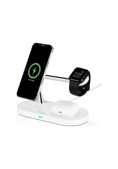 Ttec Aircharger Quattro M Magsafe Uyumlu iPhone - Apple Watch - Airpods LED Kablosuz Hızlı Şarj Standı Beyaz