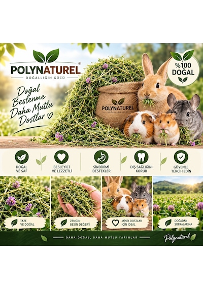 Polynaturel Doğal Yonca Otu 2000 Gr Tavşan, Hamster, Guinea Pig Ve Kemirgenler İçin Kuru Yonca Yem