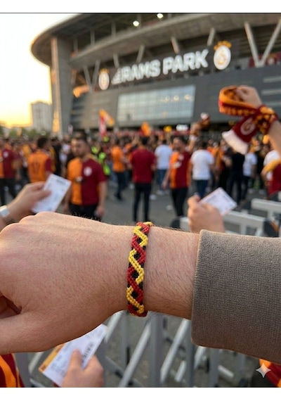 El Yapımı Sonsuzluk Taraftar Bilekliği Sarı - Kırmızı