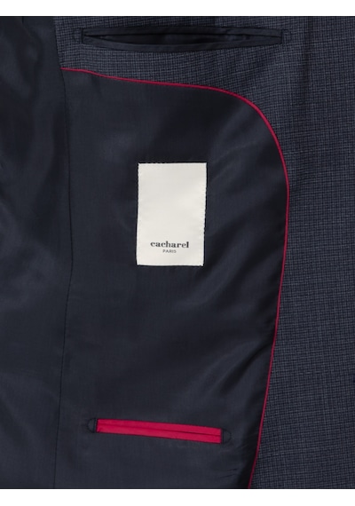 Cacharel Lacivert Slim Fit Yün Karışımlı Mikro Desen Kırlangıç Yaka Takım Elbise