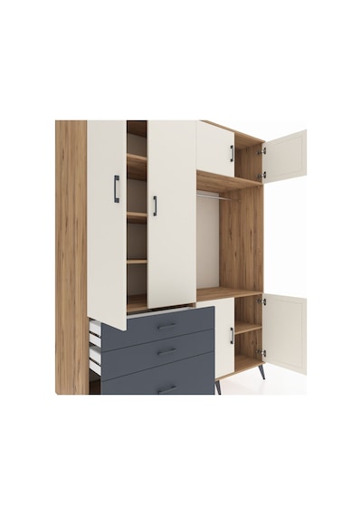 Kronos Gardrop 7 Raflı 3 Çekmeceli Tek Askılı 176x59x221 Çam-aytaşı/antrasit Aytaşı/antrasit Kronos Gardrop 7 Raflı 3 Çekmeceli Tek Askılı 176x59x221 Çam-aytaşı/antrasit Aytaşı/antrasit