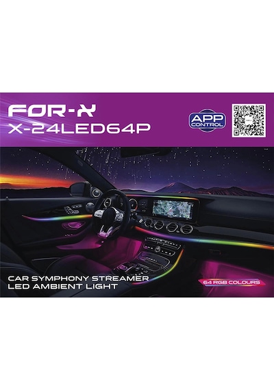 For-x Araç İçi Ambiyans Led Aydınlatma - For-x X-24led64p Animasyonlu 64 Renkli Müziğe Duyarlı Rbg L Çok Renkli