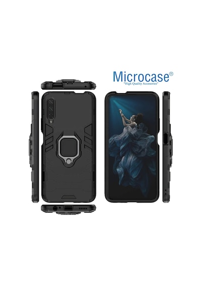 Huawei P Smart Pro 2019 Batman Yüzük Standlı Kılıf + Cam (Seç)