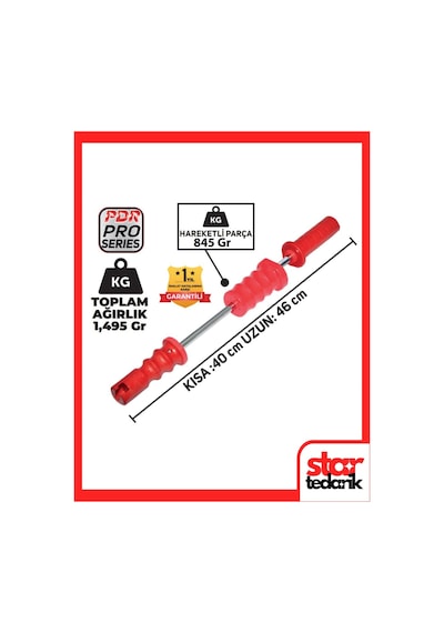 Pdr Kaporta Göçük Düz. Tokmağı Uzun Kısa Ayarlı Plastik Sap Plastik Uç Starpdr 1,495kg K.58 U.65cm