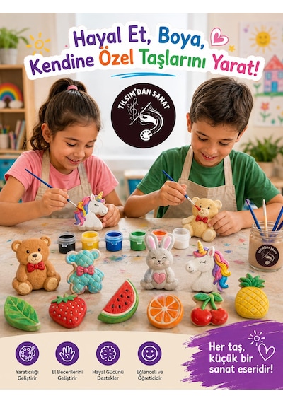 Marvel Taş Boyama Seti 6 Obje + 6 Renk + 1 Fırça + Boyama Sertifikası