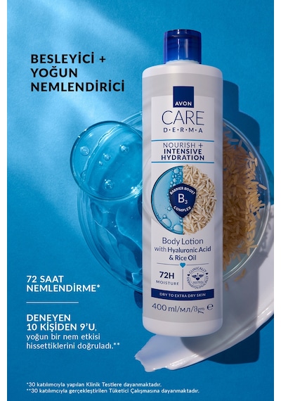 Avon Care Derma Nourish + Intensive Hydration Vücut Losyonu 400ml Üçlü Paket