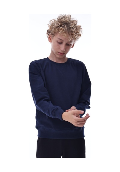 Lacivert Erkek Çocuk Sweatshirt Pamuklu Rahat Kalıp Günlük Model Lacivert