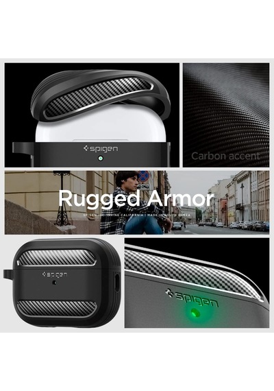 Airpods Pro 2/1 İle Uyumlu Kılıf Rugged Armor Matte Black - Acs05482