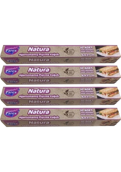Natura Ağartılmamış Hazır Kesilmiş Pişirme Kağıdı 10 Lu 4 Paket