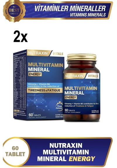 Nutraxin Multivitamin Mineral Energy Tıredness Fatıgue2x60 Tablet