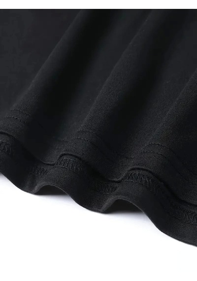 Modi Baskılı Oversize Bisiklet Yaka T-shirt - Siyah - Mymg158845