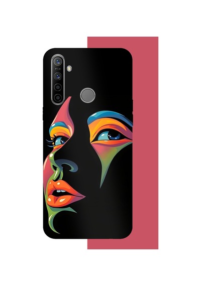 Realme 5i - 6i - C3 Uyumlu Renkli Yüzler Baskılı Silikon Kılıf