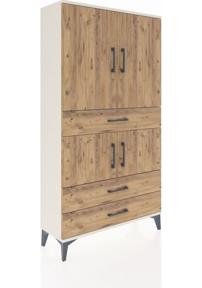 Arges Dolap 3 Raflı 3 Çekmeceli 4 Kapaklı 88x30x163 Aytaşı-çam Aytaşı