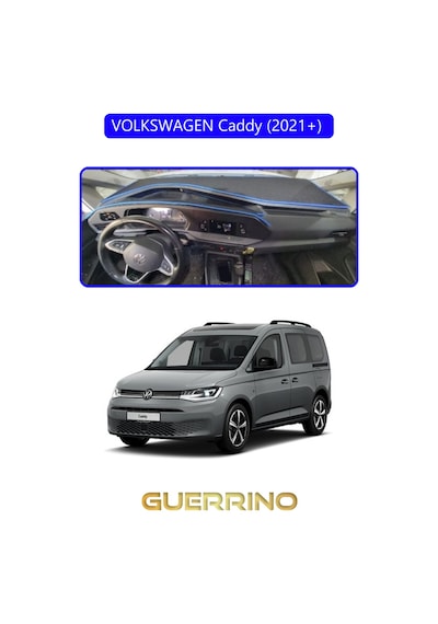 Volkswagen Caddy 2021+ Torpido Koruma Halısı Mavi Kenar