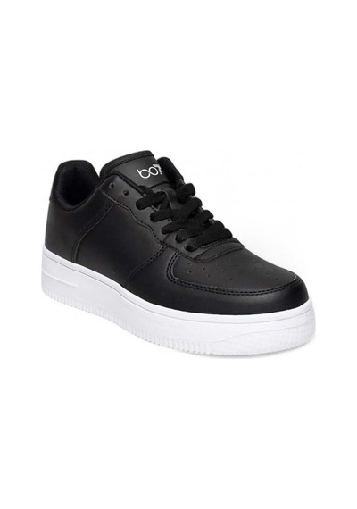 Best Of 042-26 Deri Anatomik Bağcıklı Erkek Sneaker Siyah Beyaz Siyah