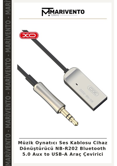 Müzik Oynatıcı Ses Kablosu Cihaz Dönüştürücü Nb-r202 Bluetooth 5.0 Aux To Usb-a Araç Çevirici