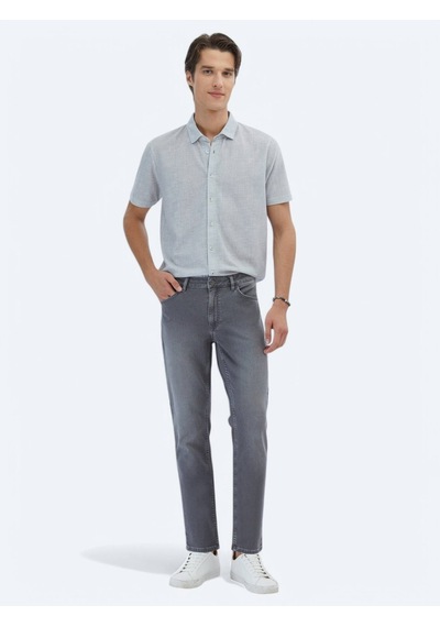 Kip Gri Desenli Regular Fit Casual Gömlek Gri
