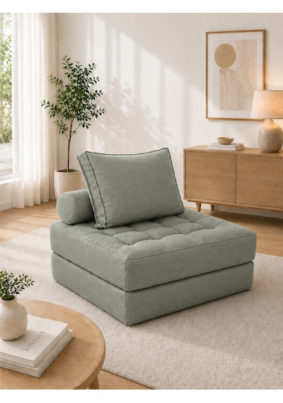 Newness Tekli Koltuk & Puf Yeşil