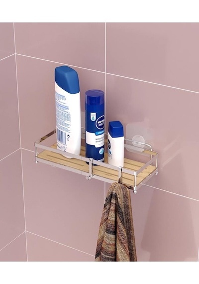 Banyo Düzenleyici Yapışkanlı Metal Banyo Rafı İkili Duş Rafı Organizer Şampuanlık Mat Siyah-gnrl180 Siyah