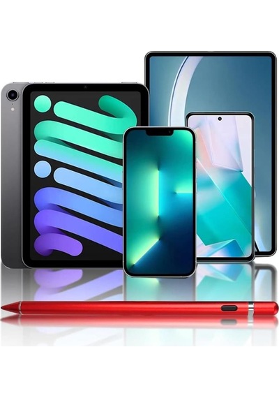 Tüm Cihazlar İle Uyumlu Stylus Hassas Yazı Çizim Kalemi 2. Nesil Kırmızı